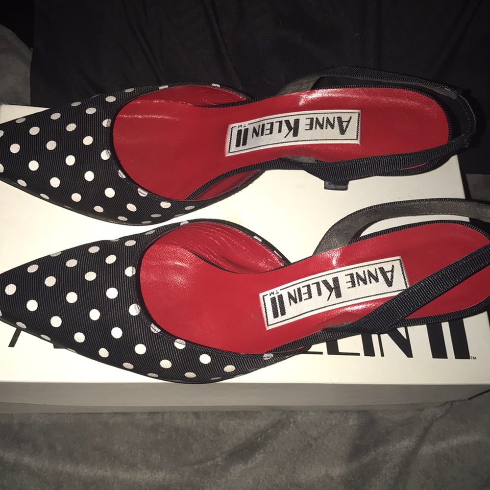 Anne Klein polka dot heels